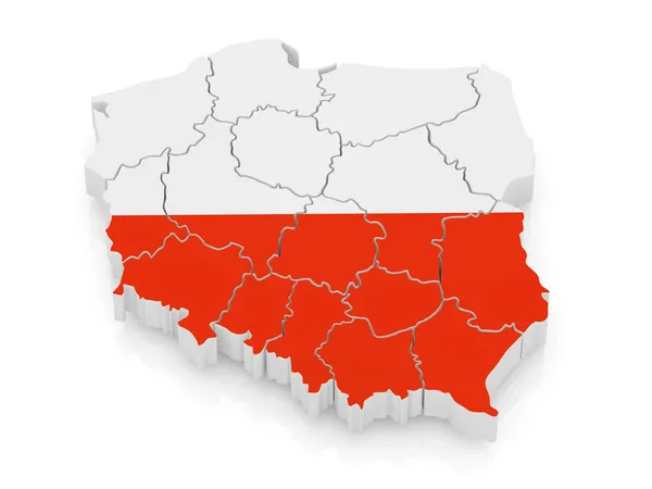 Mapa Polski w kolorach flagi Polski — Zdjęcie stockowe