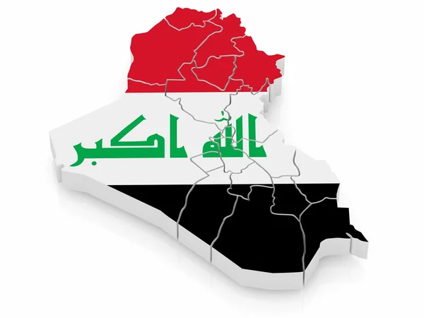 イラクの旗の色でイラクの地図 — ストック写真