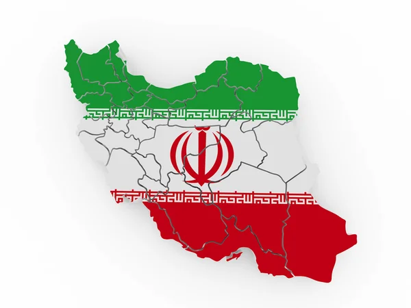 Карта Іран в Іранський прапор кольори — стокове фото