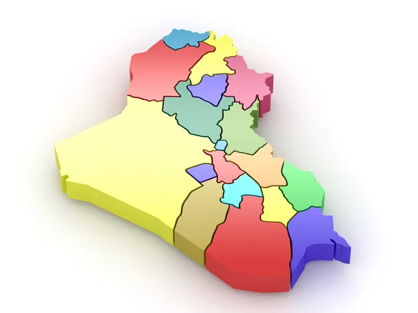 Trójwymiarowa mapa Iraku — Zdjęcie stockowe
