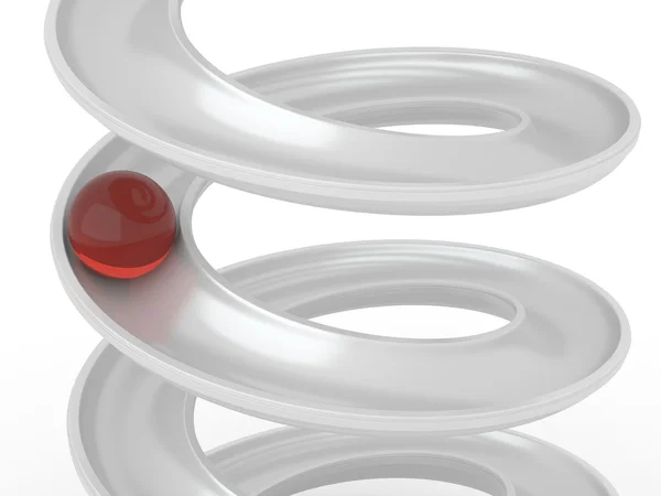 Piłka toczenia w spiralę. 3D — Zdjęcie stockowe