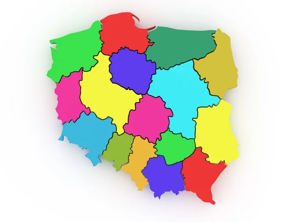 Mapa tridimensional de Polonia. 3d — Foto de Stock