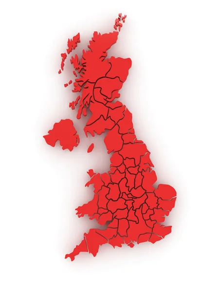 Ison-Britannian kolmiulotteinen kartta — kuvapankkivalokuva