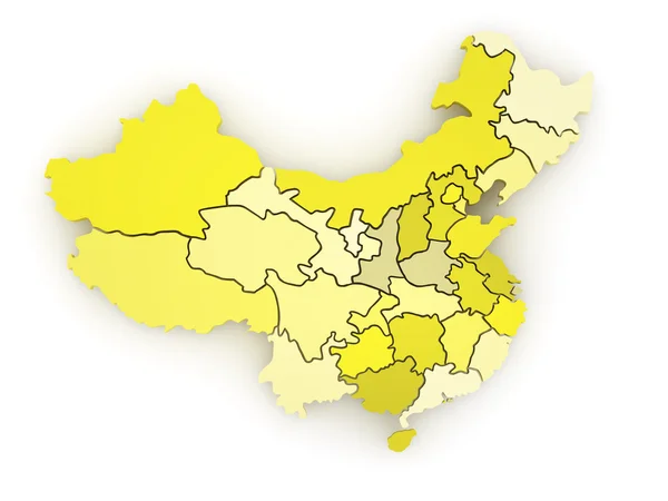 Driedimensionale kaart van china. 3D — Stockfoto