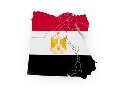 Map of Egypt in egyptian flag colors clipart