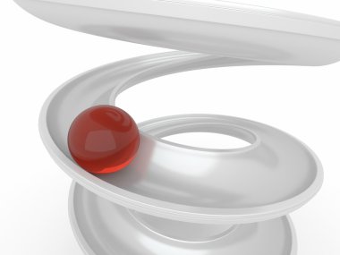 Ball rolling in a spiral. 3d clipart