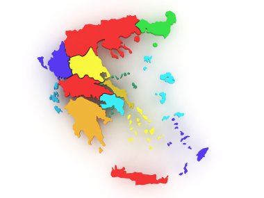 Three-dimensional map of Greece clipart