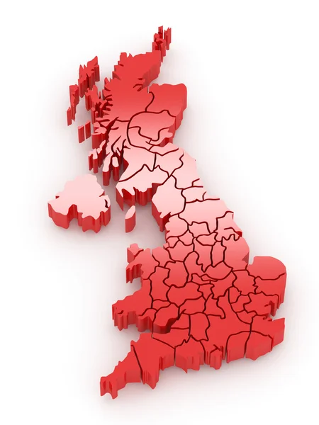 Three-dimensional map of Great Britain — Stock Photo, Image