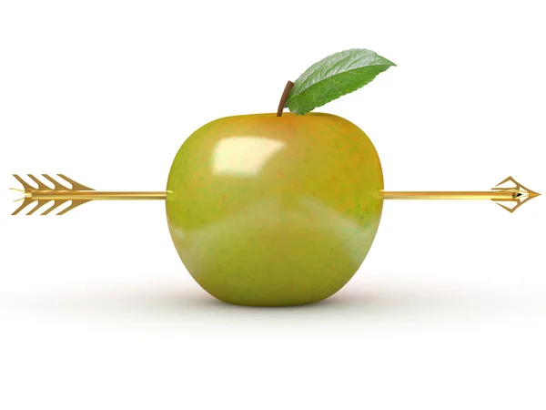 Arrow through apple — Stock Photo, Image