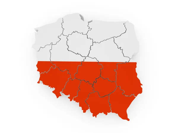 Mapa de Polonia en colores de la bandera polaca — Foto de Stock