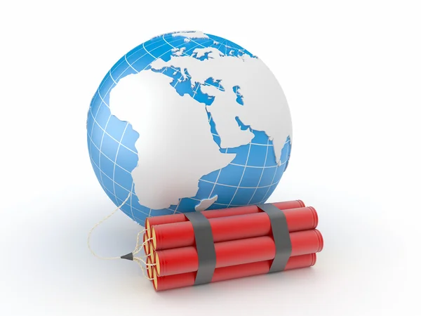 Earth with dynamite — Stock Photo, Image