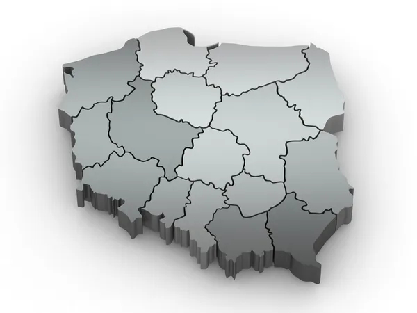 Mapa tridimensional da Polónia. 3d — Fotografia de Stock