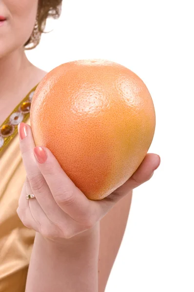 A nő kezét grépfrútra — Stock Fotó
