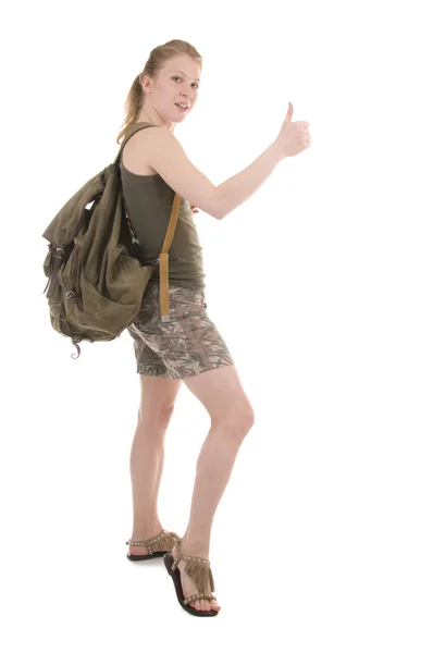 Backpacker Une jeune femme — Photo
