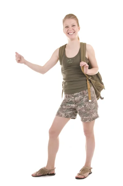 Backpacker eine junge Frau — Stockfoto