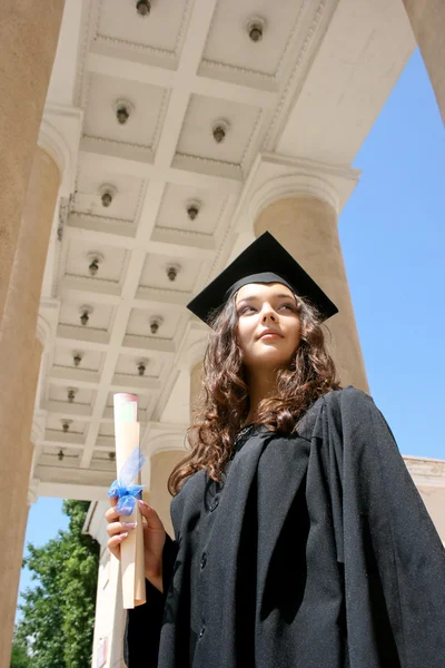 Young Student Gown University Looking Future — Stock Photo, Image