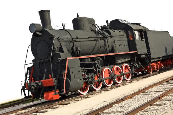 stock image Old steam train isolated on white background