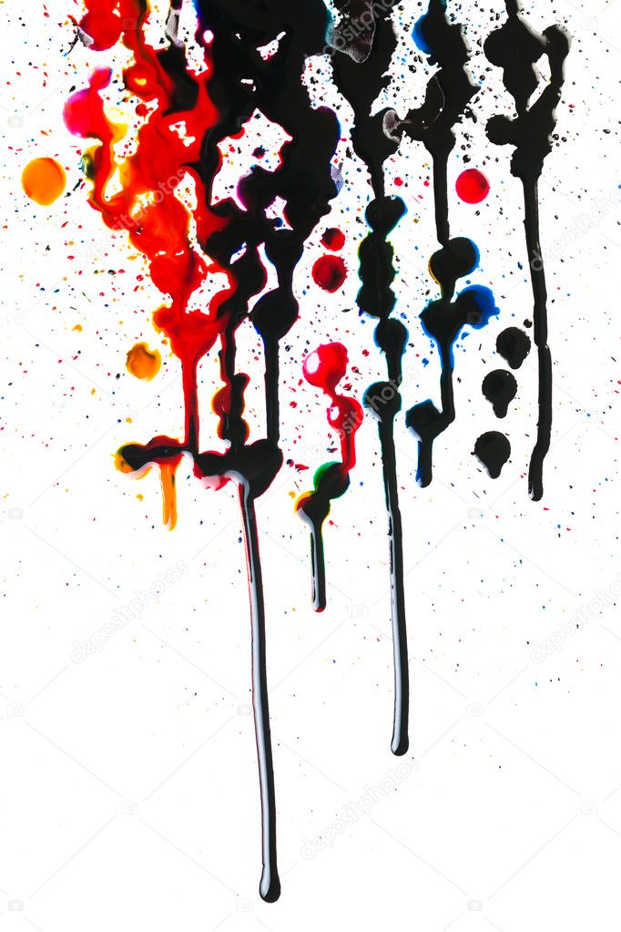 Colorful ink blot on white background