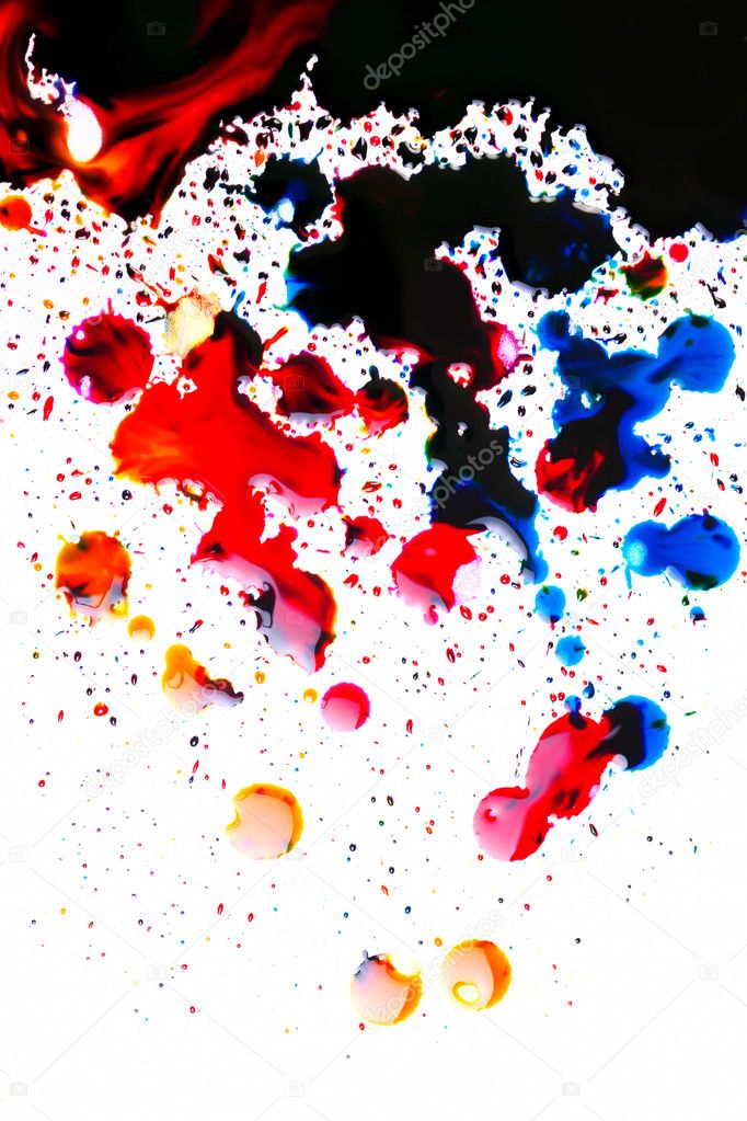 Colorful ink blot on white