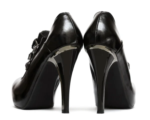 Černé dámské boty izolované na bílém pozadí — Stock fotografie