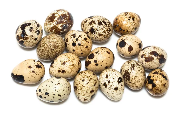 Перепелиные яйца на белом фоне — стоковое фото