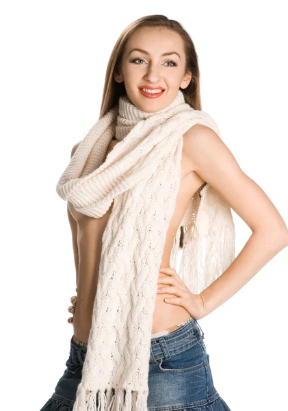 Portret van mooi meisje met sjaal — Stockfoto