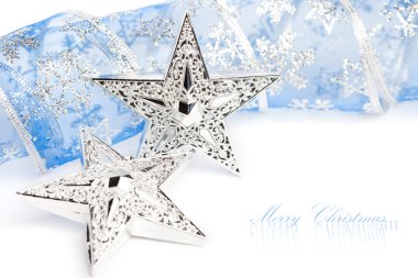 Christmas stars with festive ribbon clipart