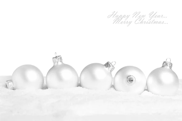 Beyaz arka plan üzerinde izole kar ile Noel dekorasyon — Stok fotoğraf