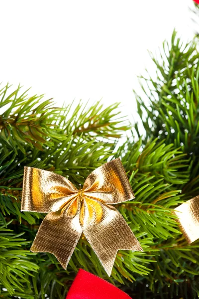 Ramo de árvore de Natal com fita — Fotografia de Stock