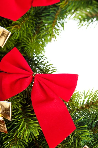 Větve vánočního stromu s mašlí — Stock fotografie