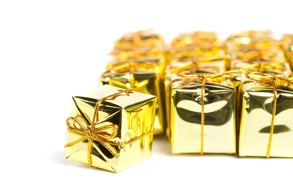 Festive gift boxes isolated on white background Stock Image