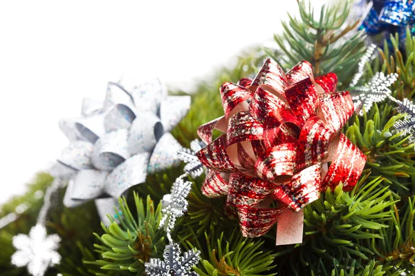 圣诞节树用弓的分支 免版税图库照片