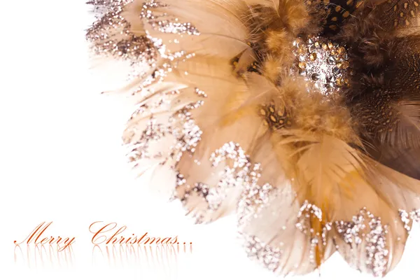 Poinsettia de flores de Navidad hecha de plumas y pedrería — Foto de Stock