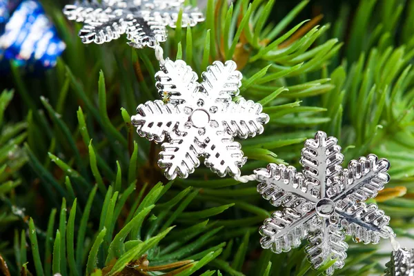 雪の結晶をクリスマス ツリーの分岐 — ストック写真