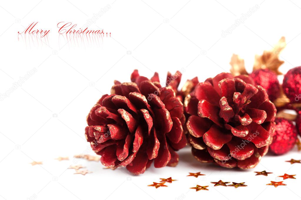 Christmas pinecone with european holly