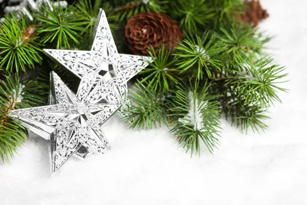 Rama Del Árbol Navidad Con Estrellas —  Fotos de Stock