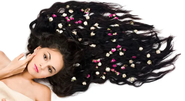 Hermosa mujer tierna con el pelo largo —  Fotos de Stock
