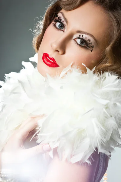 Fashionable woman with art visage - burlesque — Stock Photo, Image