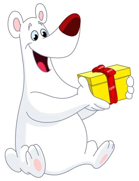 Eisbär mit Geschenk — Stockvektor