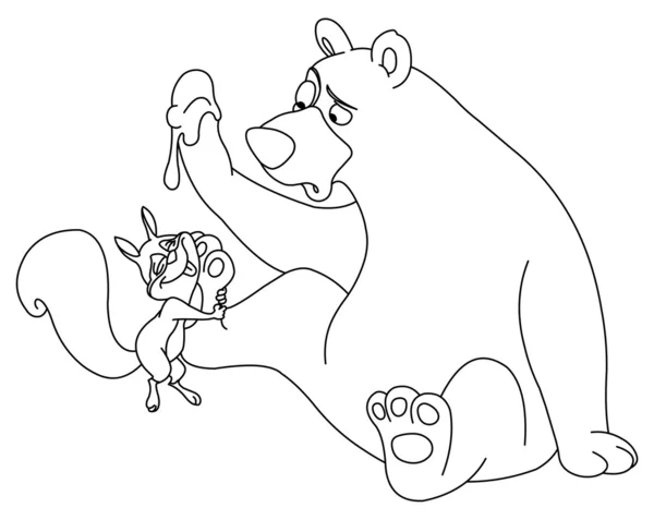 概述的熊和松鼠 — 图库矢量图片