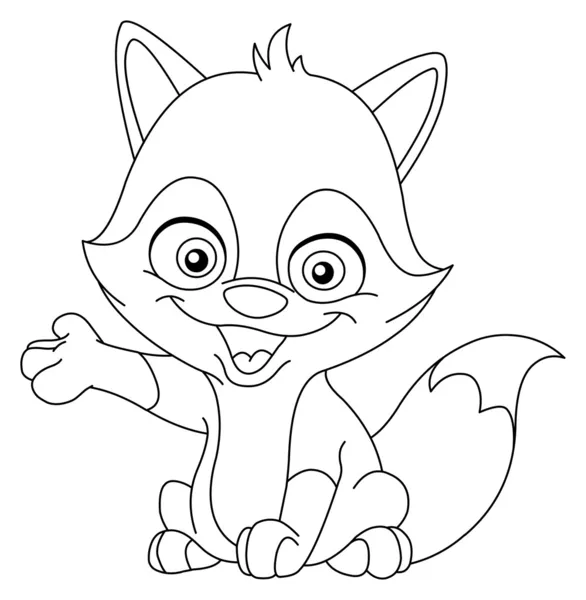 Outlined baby fox — Stock Vector