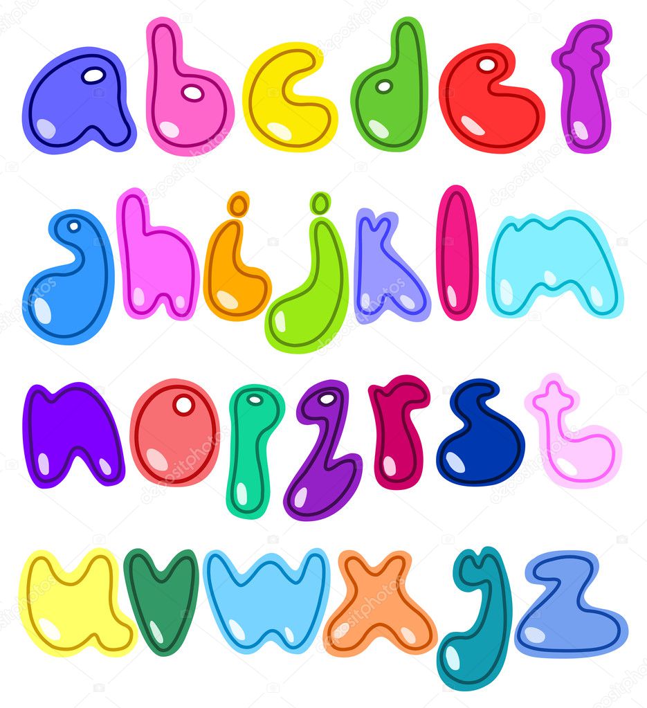 Vector cheerful set of the abc small letters