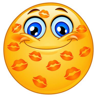 Emoticon with many kisses clipart