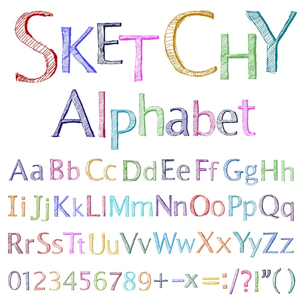 Sketchy alfabet – stockvektor