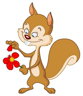 Cute squirrel playing love me love me not clipart