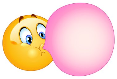 Emoticon blowing a bubble gum clipart