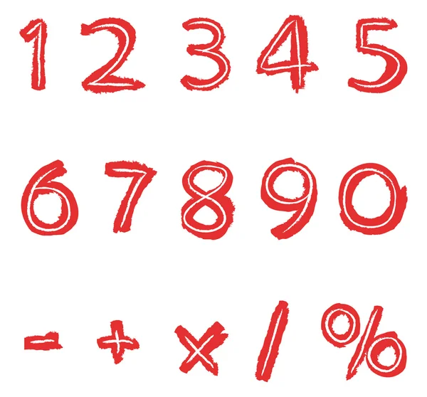 Vektor Handritade Röda Nummer — Stock vektor