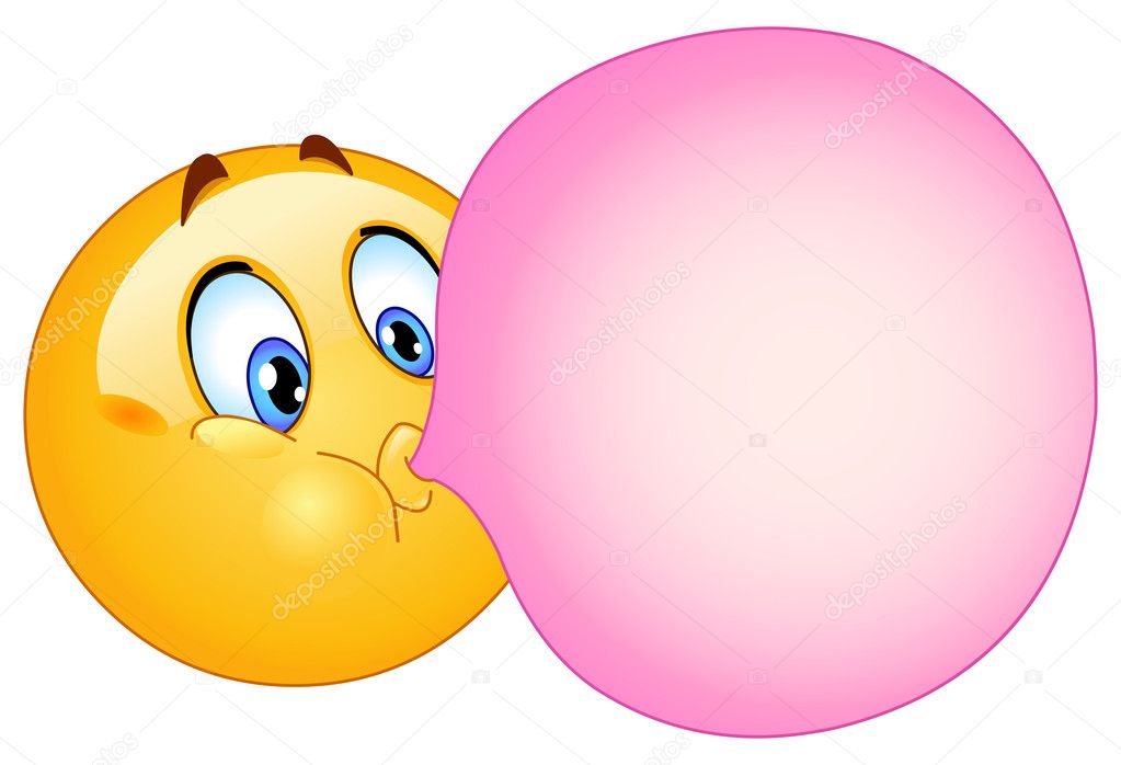 blowing bubble gum cartoon