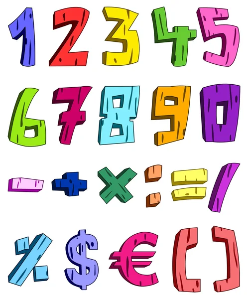 3d cartoon numbers — Stock Vector