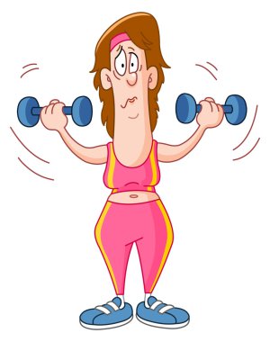 Woman lifting dumbbells clipart